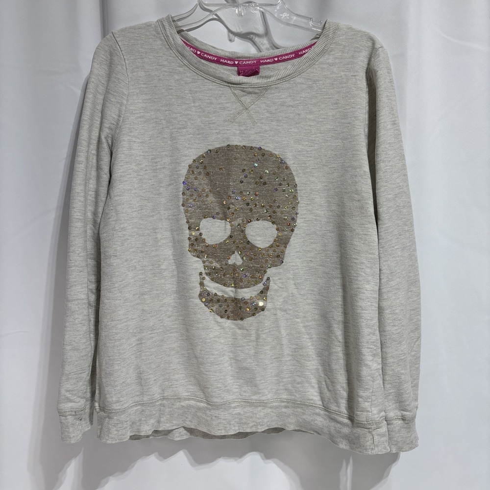 Hard Candy Jr. XL (15-17) Skull Sweatshirt‎  Sequins Y2K Halloween